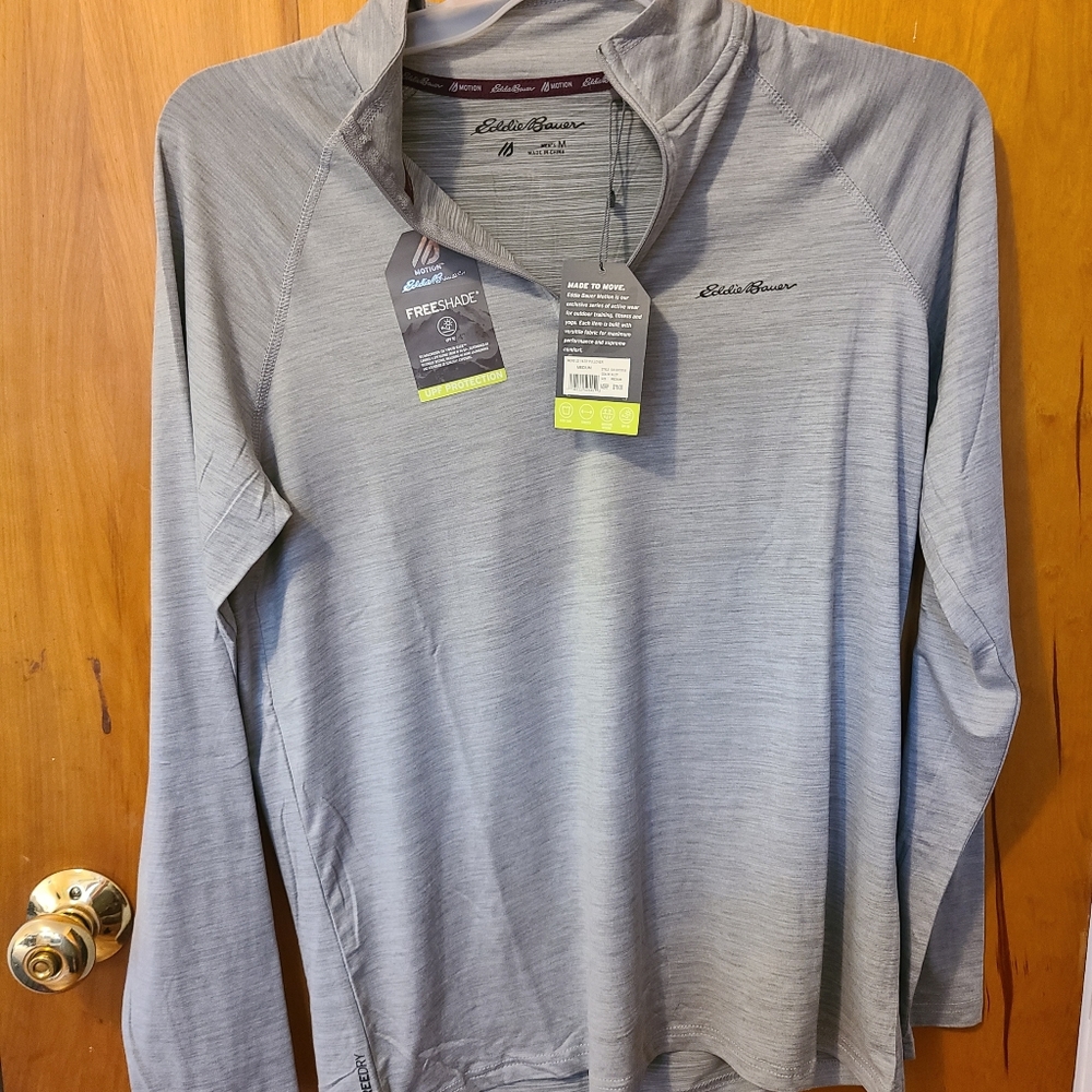 Eddie Bauer Mens Long Sleeve 1/4 Zip Pullover Freeshade Style - UPF Protection